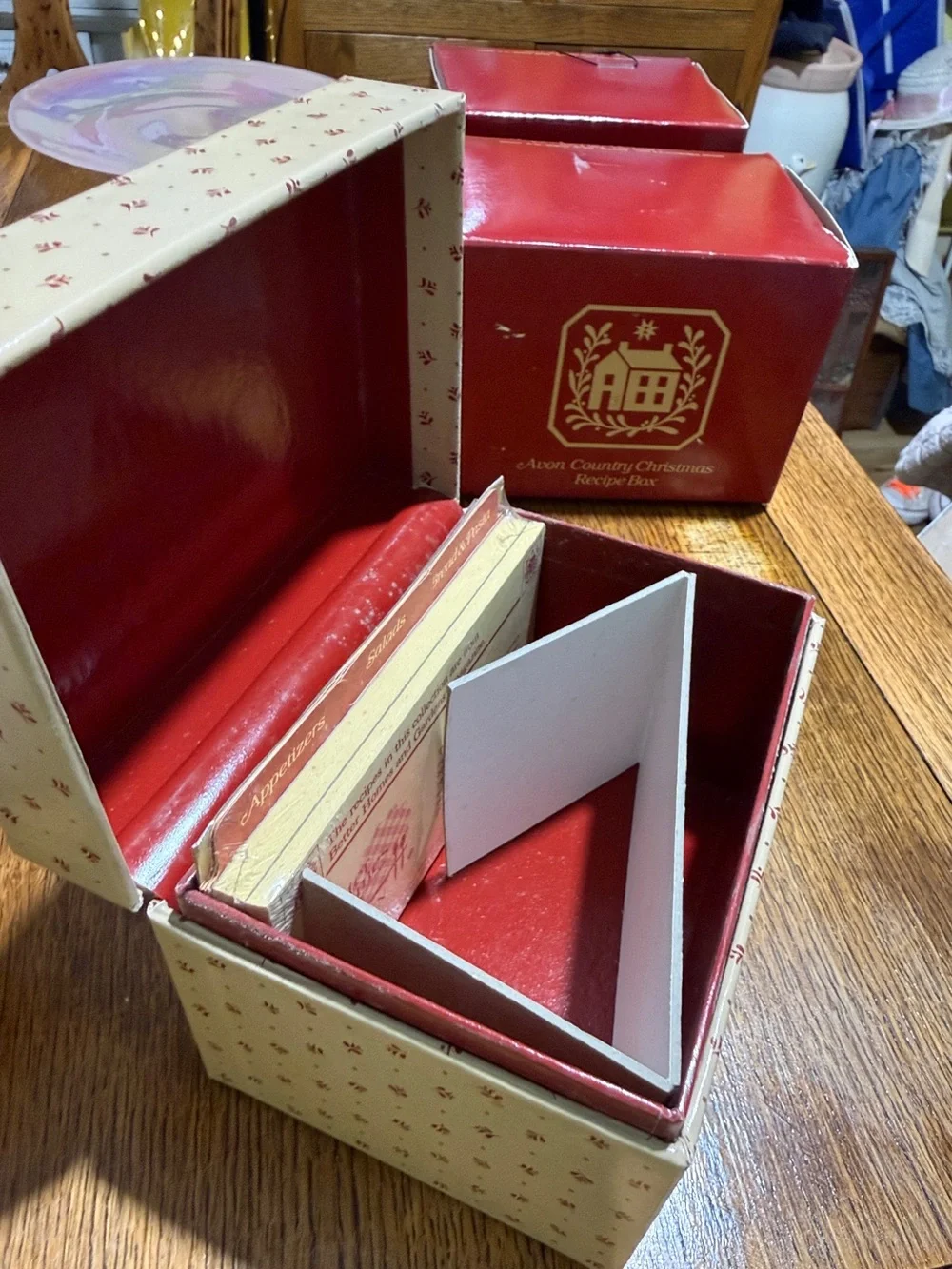 vintage 1982 Avon Country Christmas recipe box set of 2